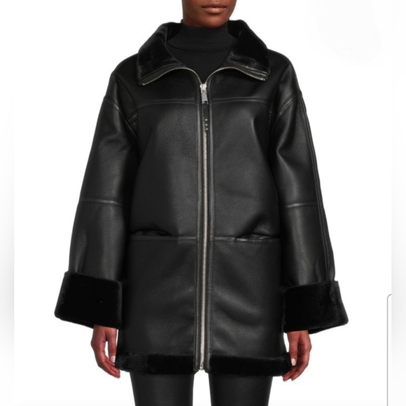 Rebecca Minkoff Jackets & Blazers - Rebecca Minkoff Womens' Oversized Vegan Shearling Trim Car Coat Nwt Size Small